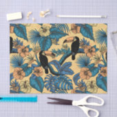 Toucan-tuin in geel en blauw tissuepapier (Craft)