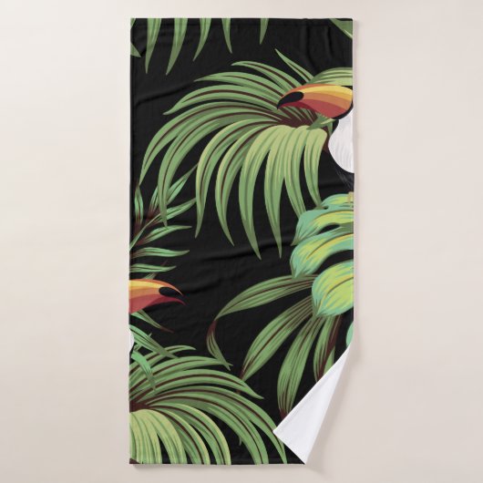 Toucan vintage tropical, couteau fleuri feuille pa (Serviette de bain)