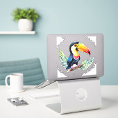 Toucan vinyl sticker (Laptop op bureau)