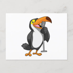 Toucan voor muziek met microfoon briefkaart