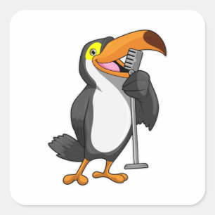 Toucan voor muziek met microfoon vierkante sticker