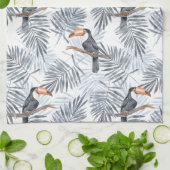 Toucanes en palmbladeren. Gray Theedoek (Gevouwen)
