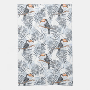 Toucanes en palmbladeren. Gray Theedoek