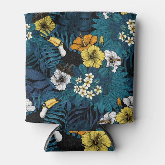 Toucans and tropical flora, blue, yellow, oranje blikjeskoeler (Voorkant)