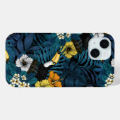 Toucans and tropical flora, blue, yellow, oranje Case-Mate iPhone case (Achterkant (horizontaal))
