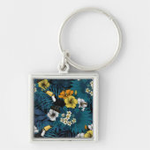 Toucans and tropical flora, blue, yellow, oranje sleutelhanger (Voorkant)