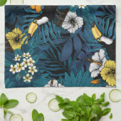 Toucans and tropical flora, blue, yellow, oranje theedoek (Gevouwen)