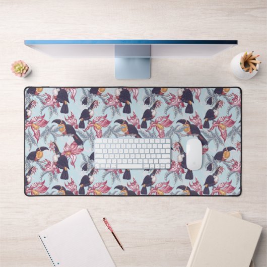Toucans Avec Fleurs Exotiques (Bureau 1)