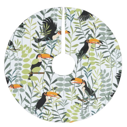  Toucans groen blad patroon Kerstboom Rok (Voorkant)