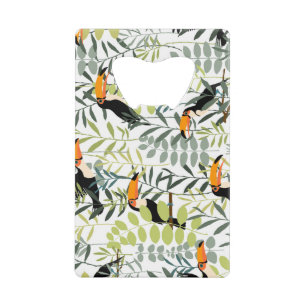 Toucans groen blad patroon Kredietkaart Flessenopener