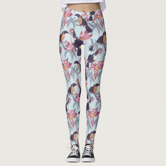 Toucans met exotische bloemen leggings (Voorkant)