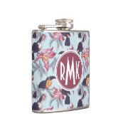Toucans met exotische bloemen | Monogram Heupfles (Rechts)