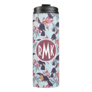 Toucans met exotische bloemen   Monogram Thermosbeker