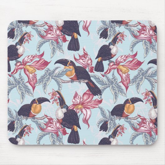 Toucans met exotische bloemen muismat (Voorkant)