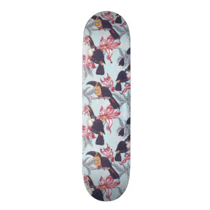 Toucans met exotische bloemen skateboard