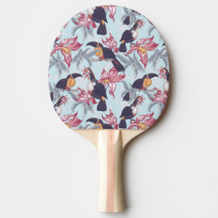 Toucans met exotische bloemen tafeltennisbatje