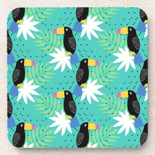 Toucans op Blauwgroen Drankjes Onderzetter (Voorkant)
