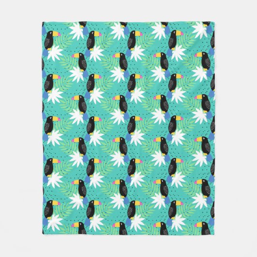 Toucans op Blauwgroen Fleece Deken (Voorkant)