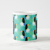 Toucans op Blauwgroen | Monogram Extra Grote Beker (Voorkant)