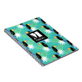 Toucans op Blauwgroen | Monogram Notitieboek (Rechterzijde)