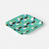 Toucans op Blauwgroen Papieren Bordje (Gebogen)