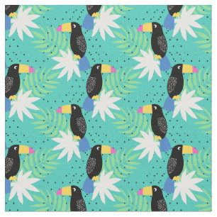 Toucans op Blauwgroen Stof