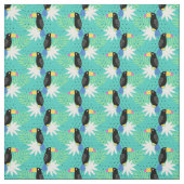 Toucans op Blauwgroen Stof (Swatch)