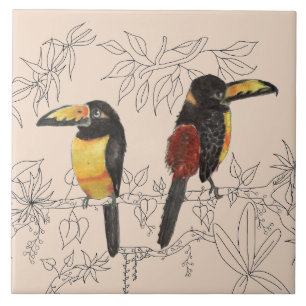 Toucans op een keramische Tegel (B) Tegeltje
