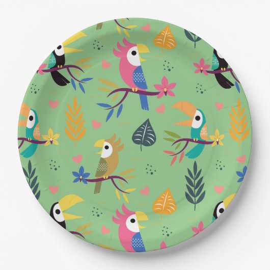 Toucans & parrotts papieren bordje (Voorkant)
