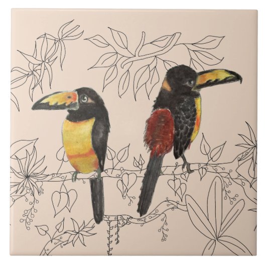 Toucans sur carreaux de céramique (B) (Devant)
