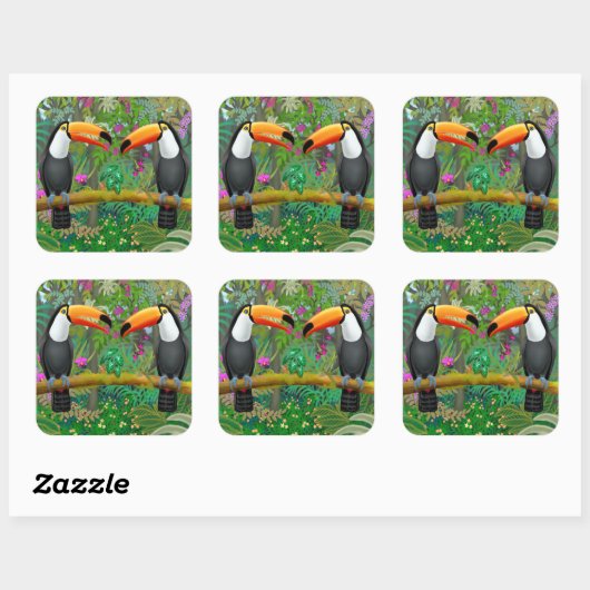 Toucans tropicaux en Stickers Jungle (Feuille)