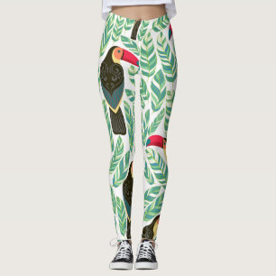 Toucans, tropische bladeren, decoratief patroon. leggings