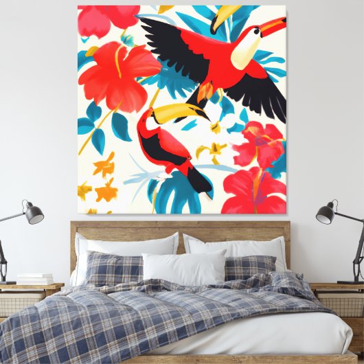 Toucans wel! canvas afdruk (Insitu (Slaapkamer))