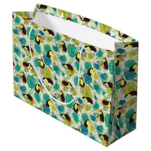 Toucans White Gift Bag Groot Cadeauzakje (Achterkant Gekanteld)