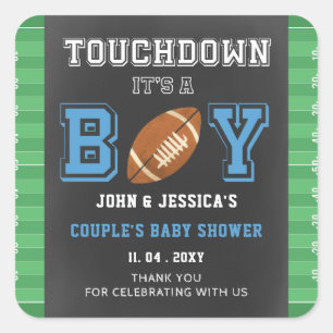 Touch Down It Een Boy Football Baby shower Party Vierkante Sticker
