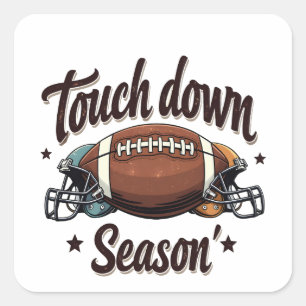 Touch Down Seizoen Fantasy Football Rugby Cadeau Vierkante Sticker