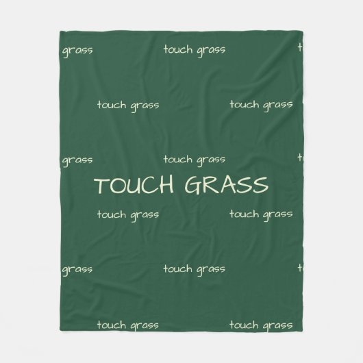 Touch Grass Minimalist Sage Green Fleece Blanket - Deken (Voorkant)