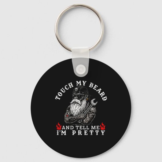 Touch My Beard And Tell Me I'm Pretty Monkey Funny Sleutelhanger (Voorkant)