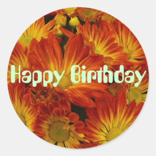 Touch of Herfst, Happy Birthday, oranje moeders Ronde Sticker
