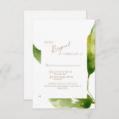 Touch of Spring Foliage Gold & White RSVP Card (Voorkant / Achterkant)