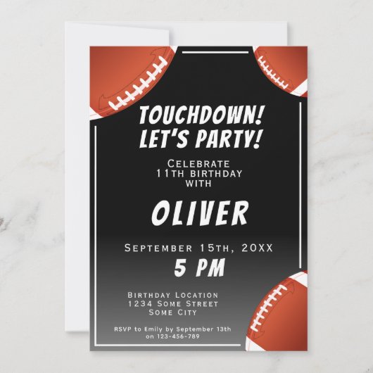 Touchdown American Football Ball Sportverjaardag Kaart (Voorkant)