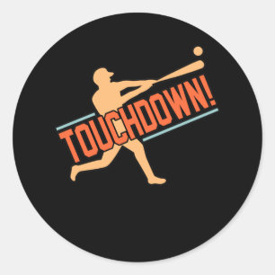 Touchdown Baseball Player Sports Lover Coach Graph Ronde Sticker