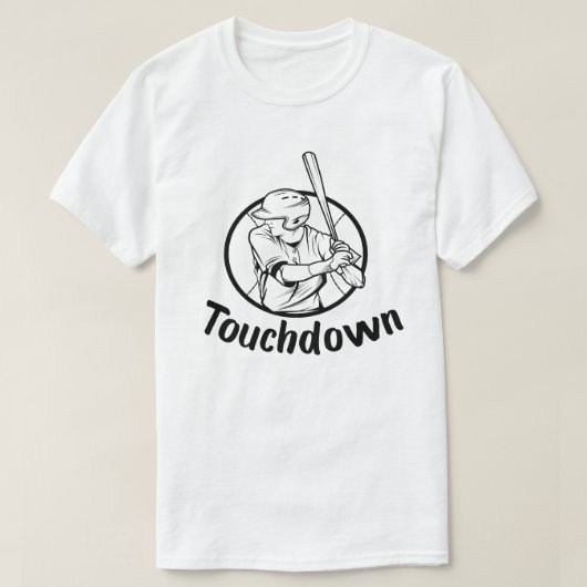 Touchdown Baseball Retro Baseball Player T-shirt (Design voorkant)