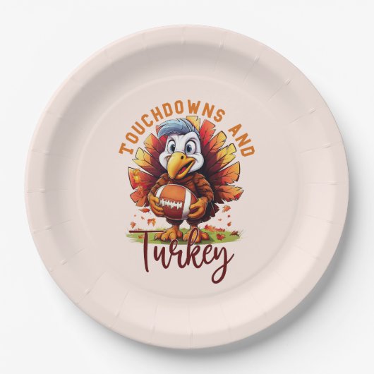 Touchdown en Turkije Thanksgiving Papieren Bordje (Voorkant)