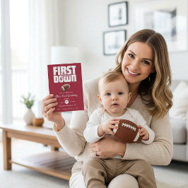 Touchdown First Birthday Football Invite Kaart