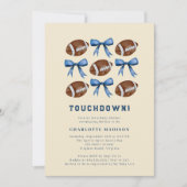 Touchdown Football  and Bows Baby Shower  Kaart (Voorkant)