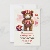 Touchdown Football Teddy Bear Carte Saint-Valentin (Devant)