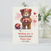 Touchdown Football Teddy Bear Carte Saint-Valentin (Debout devant)