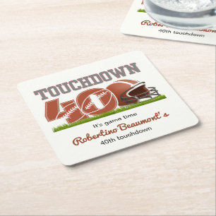 Touchdown Forty Funny Football 40ste verjaardag Vierkante Kartonnen Onderzetter
