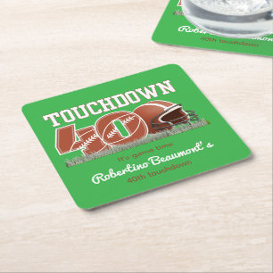 Touchdown Forty Funny Football 40ste verjaardag Vierkante Kartonnen Onderzetter